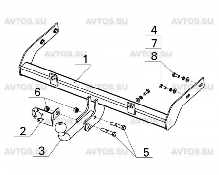 Фаркоп DO 01 для DATSUN on-DO 2014-, Автос, нагрузка 1000/75 кг. БЕЗ подрезки бампера от магазина ФаркопРос
